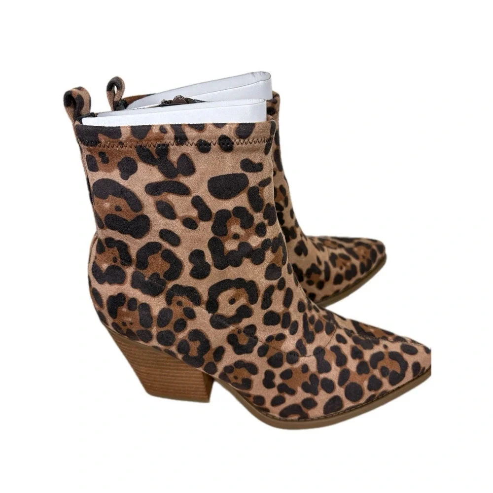 Soul Naturalizer Melodi Leopard Cheetah Bootie Womens Size 8 Black‎ Brown New